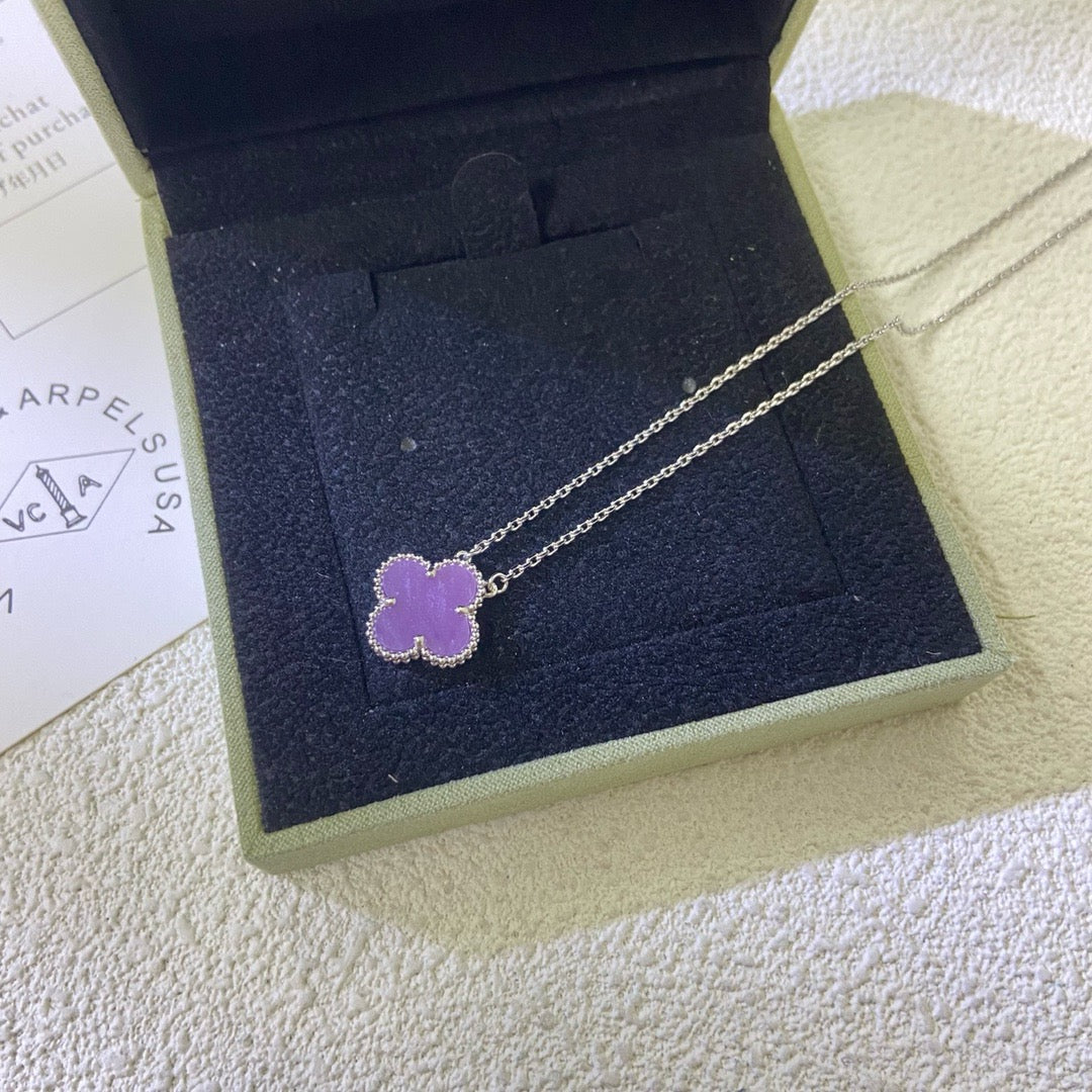 CLOVER 15MM PURPLE VIOLET NECKLACE