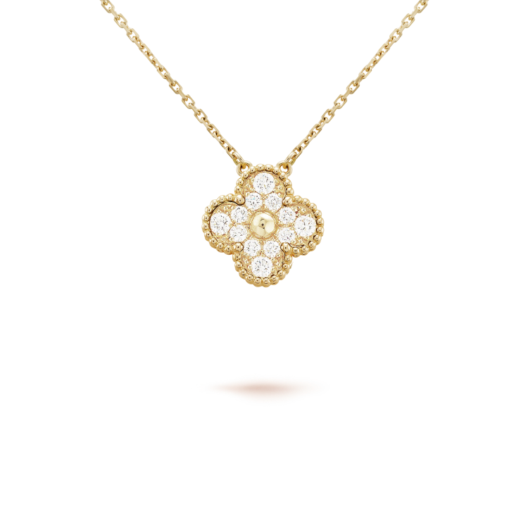 DIANA CLOVER 15MM DIAMOND SINGLE FLOWER NECKLACE