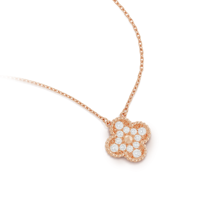 DIANA CLOVER 15MM DIAMOND SINGLE FLOWER NECKLACE