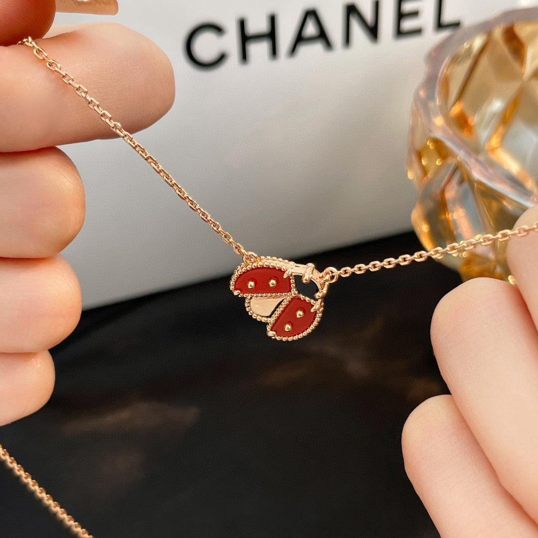 LUCKY CARNELIANS LADYBUG NECKLACE