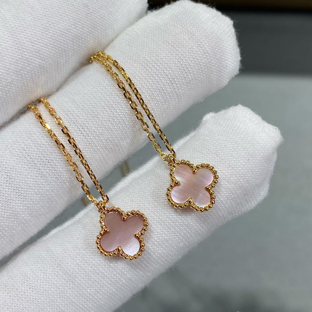 DIANA CLOVER 15MM PINK MOTHER-OF-PEARL SINGLE FLOWER NECKLACE