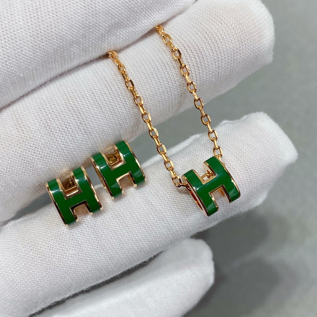DIANA POP H GREEN NECKLACE SILVER AND GOLD