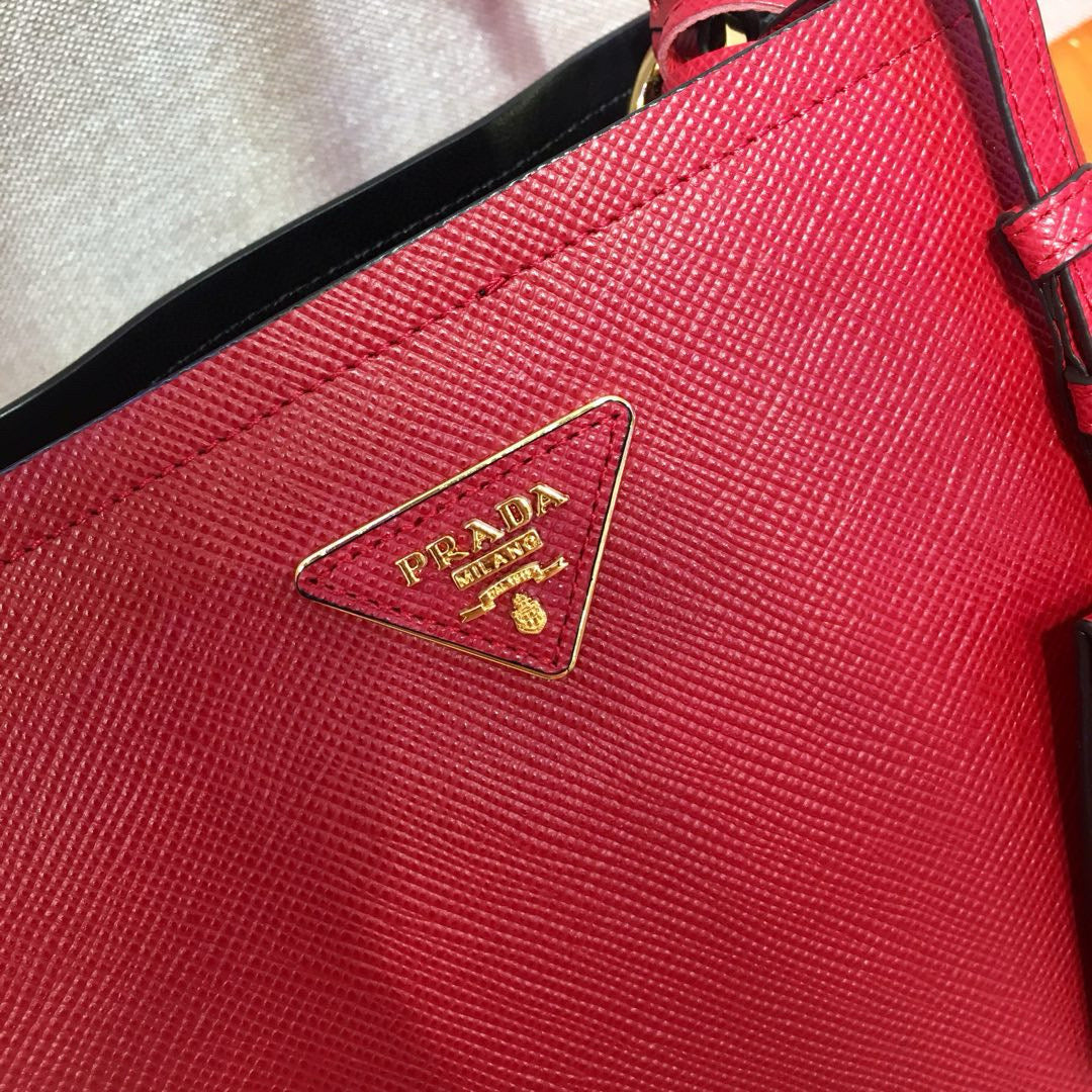 medium pra panier bag 22cm red calfskin
