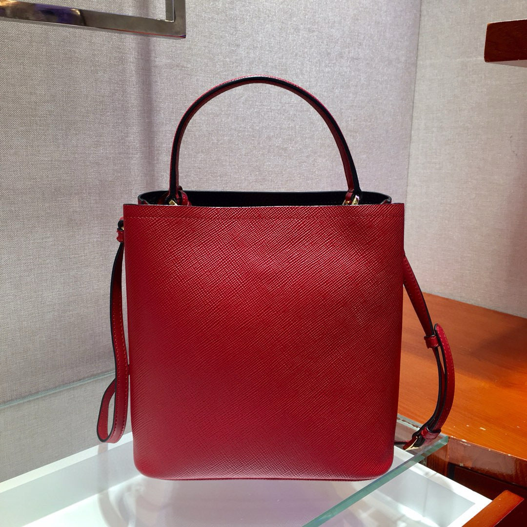 medium pra panier bag 22cm red calfskin