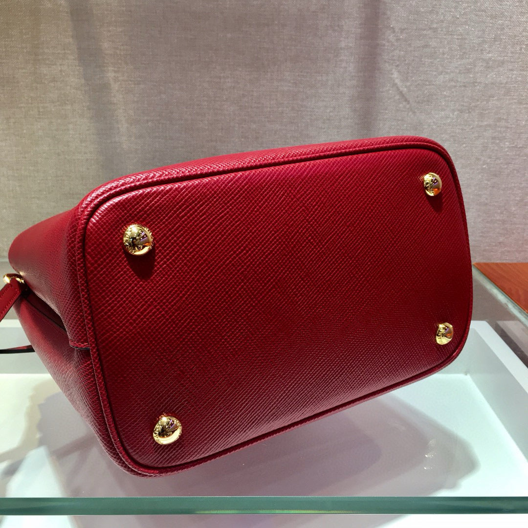 medium pra panier bag 22cm red calfskin