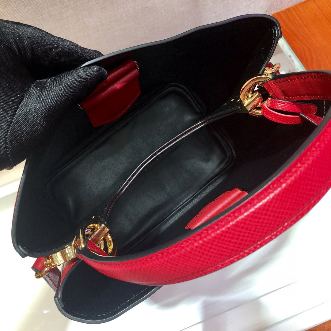 medium pra panier bag 22cm red calfskin