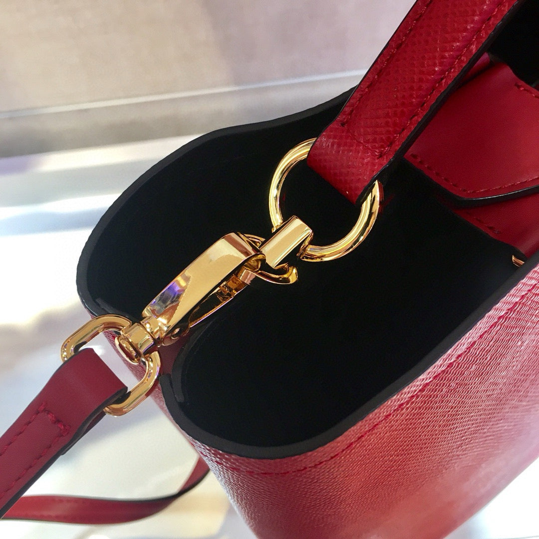 medium pra panier bag 22cm red calfskin