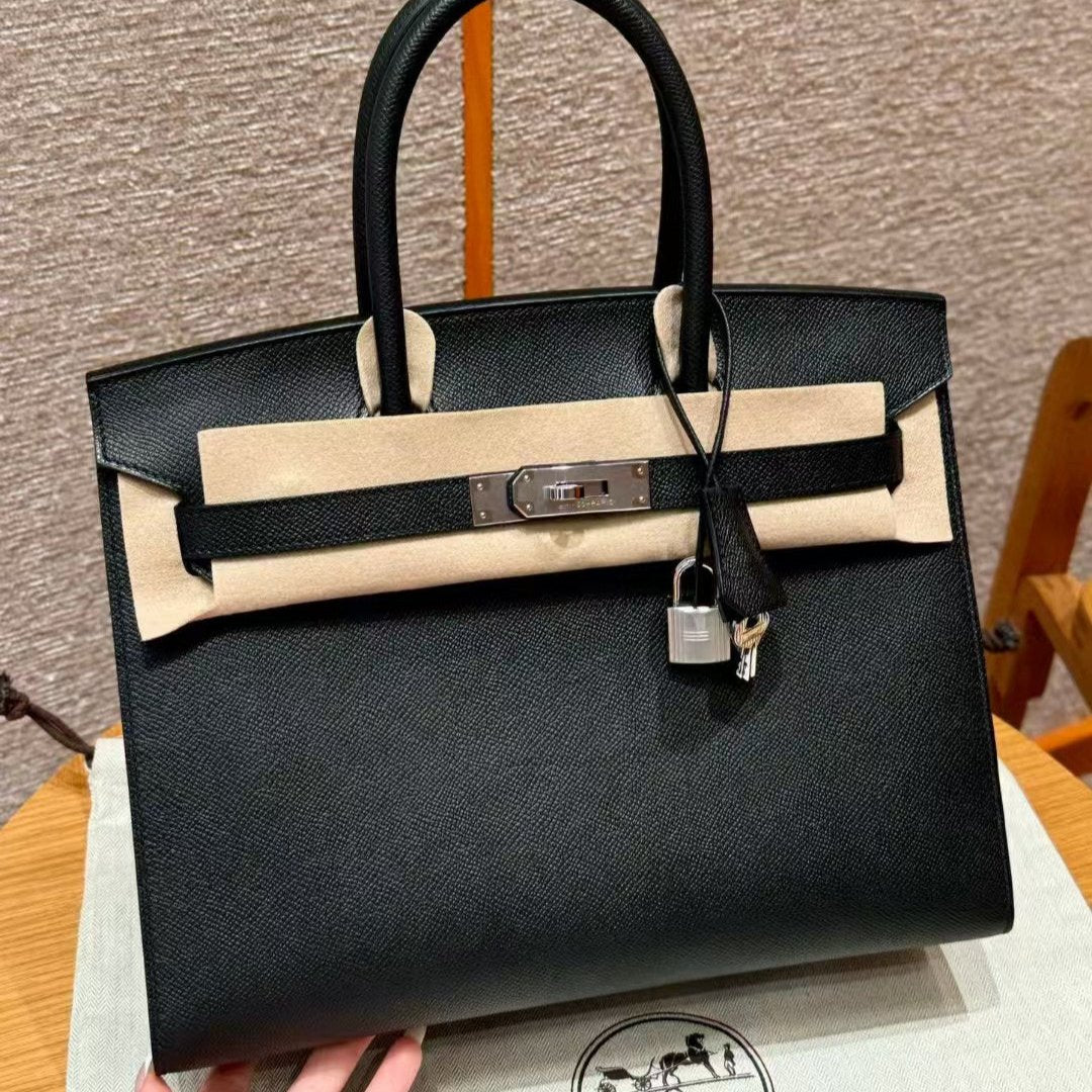 HM BIRKIN SELLIER BLACK EPSOM LEATHER SILVER HARDWARE