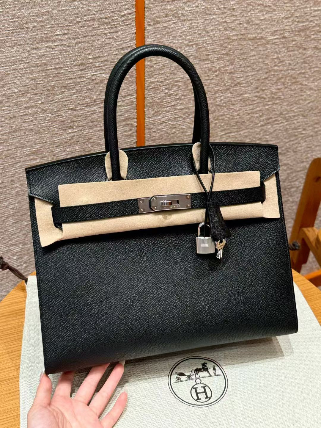 HM BIRKIN SELLIER BLACK EPSOM LEATHER SILVER HARDWARE