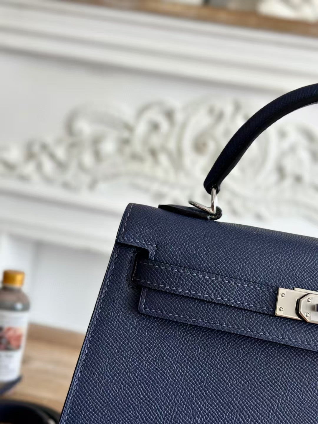 HM Kelly Sellier Blue Epsom Leather Silver Hardware