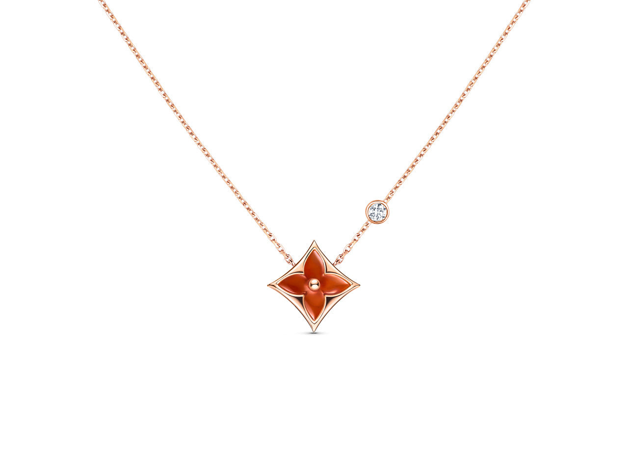 DIANA STAR NECKLACE PINK GOLD 1 DIAMOND