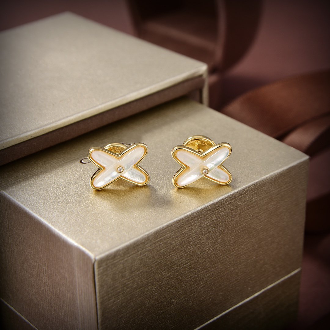 Boucles d'oreilles Diana Jeux de Nacre Blanche Or Diamant