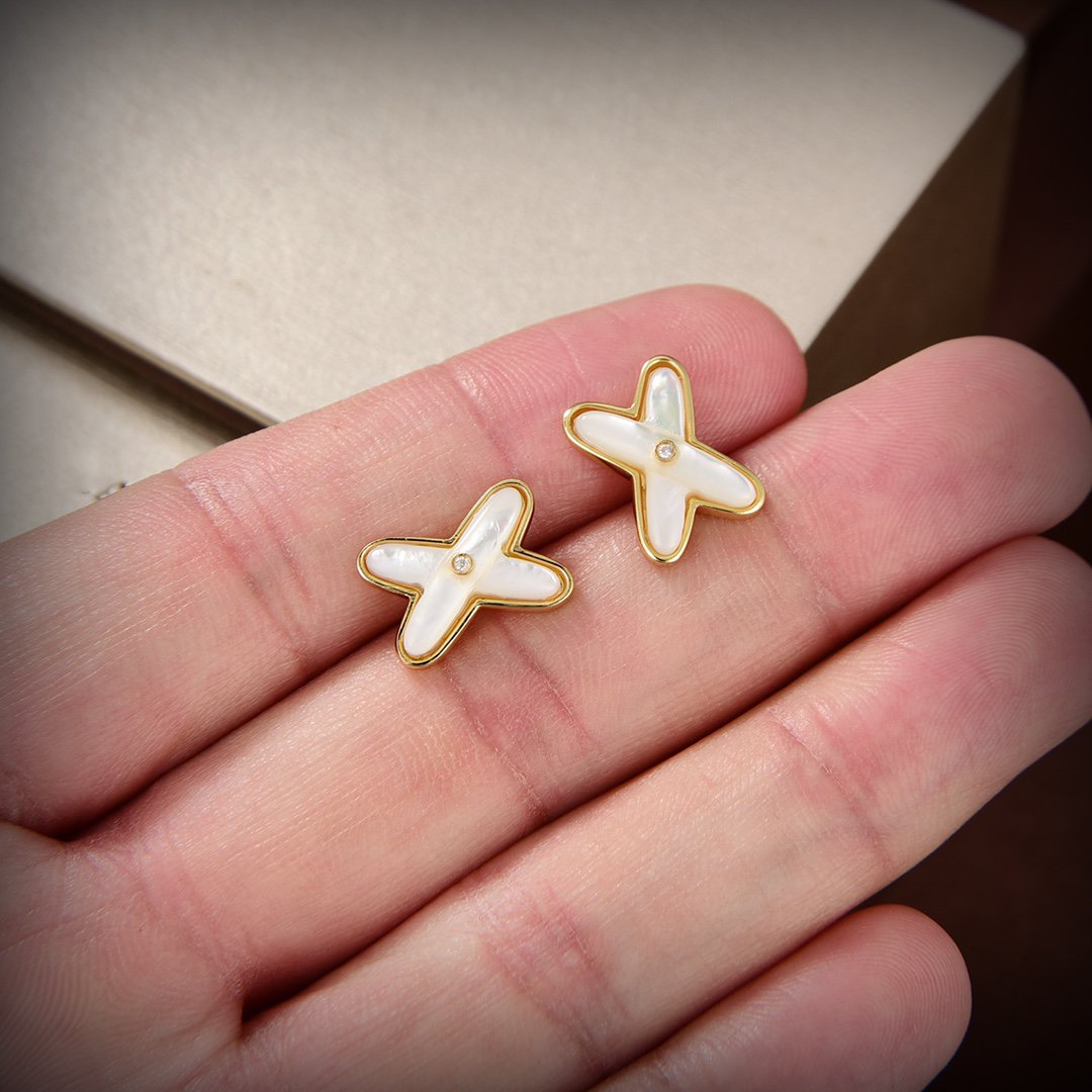 Boucles d'oreilles Diana Jeux de Nacre Blanche Or Diamant