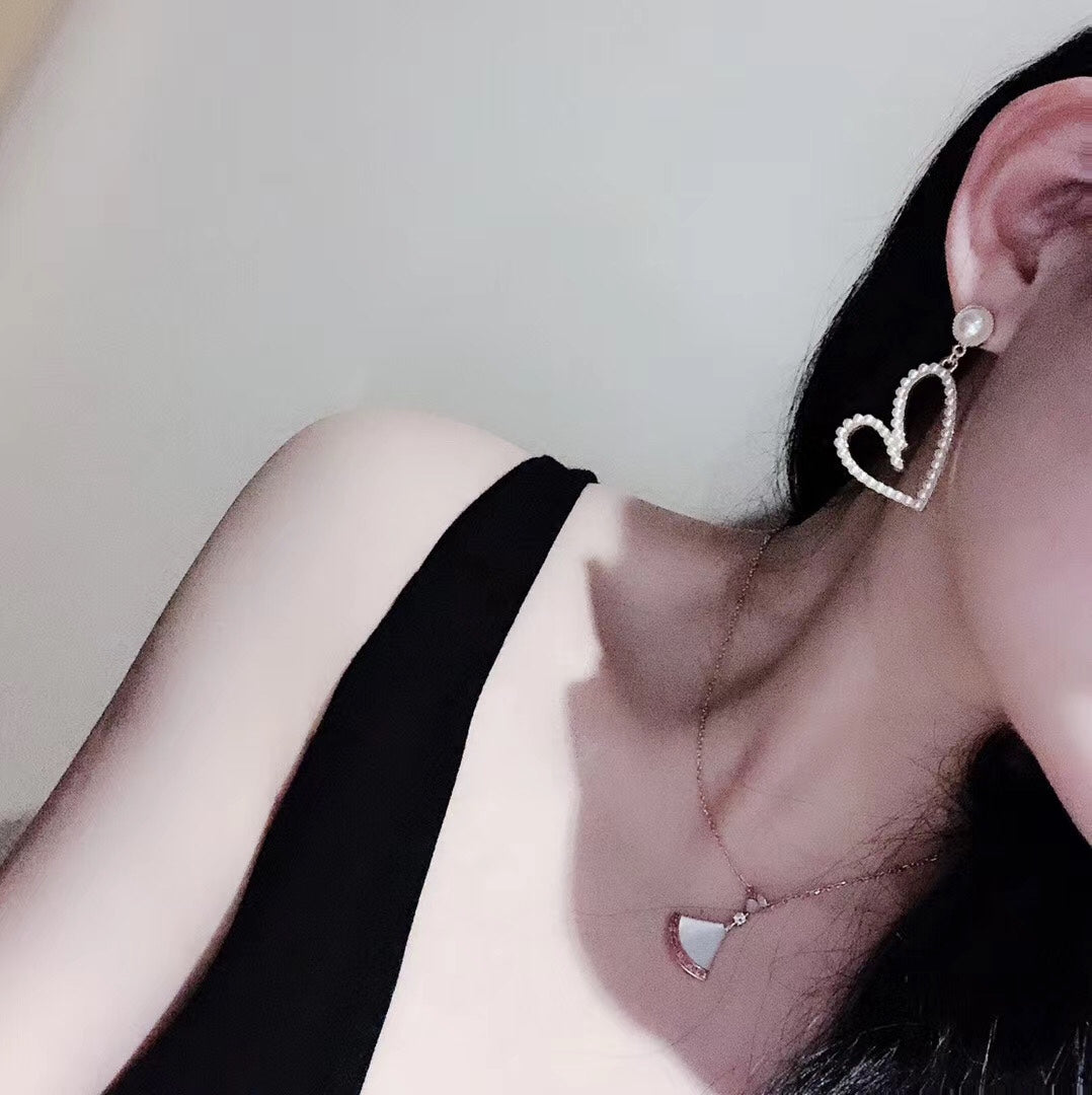 PEARL GOLD PLATED OPEN HEART EARRINGS