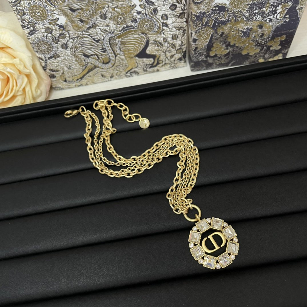 PETIT CD NECKLACE GOLD-FINISH METAL WITH WHITE AND SILVER
