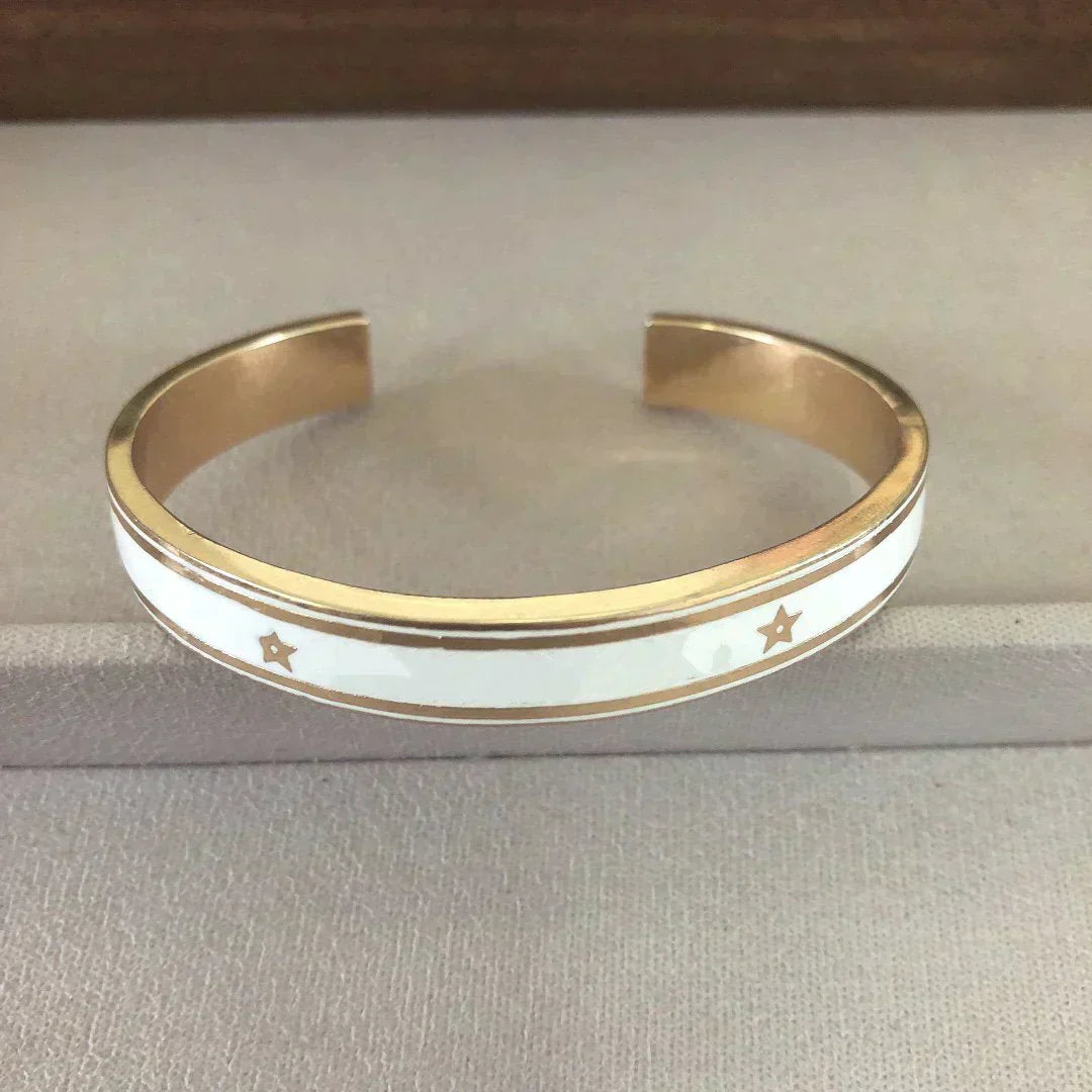 CODE BANGLE GOLD-FINISH METAL AND LACQUER WOMEN