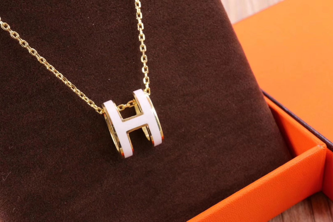 DIANA HM CLIC YELLOW ENAMEL GOLD NECKLACE