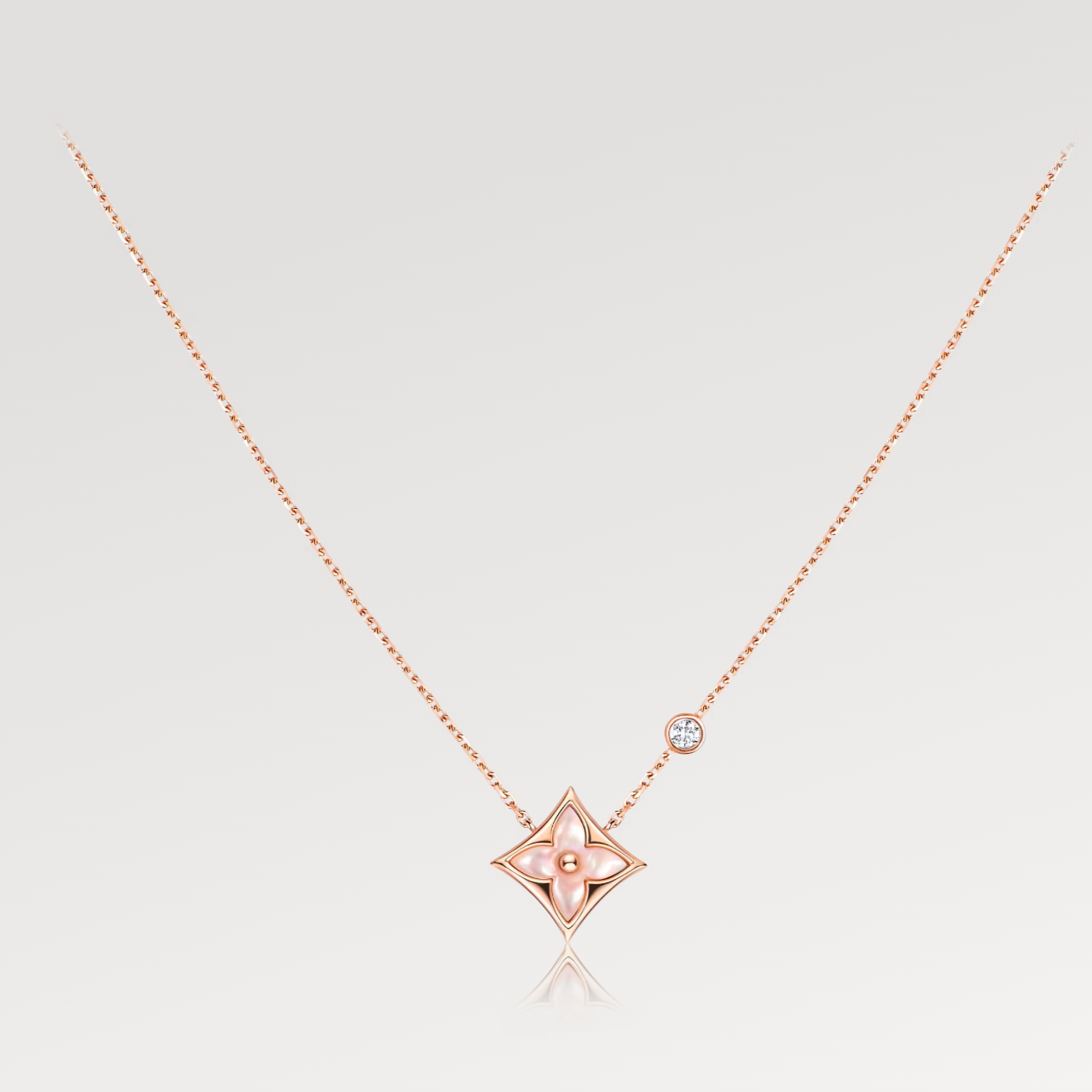 DIANA STAR PINK MOP 1 DIAMOND PINK GOLD NECKLACE