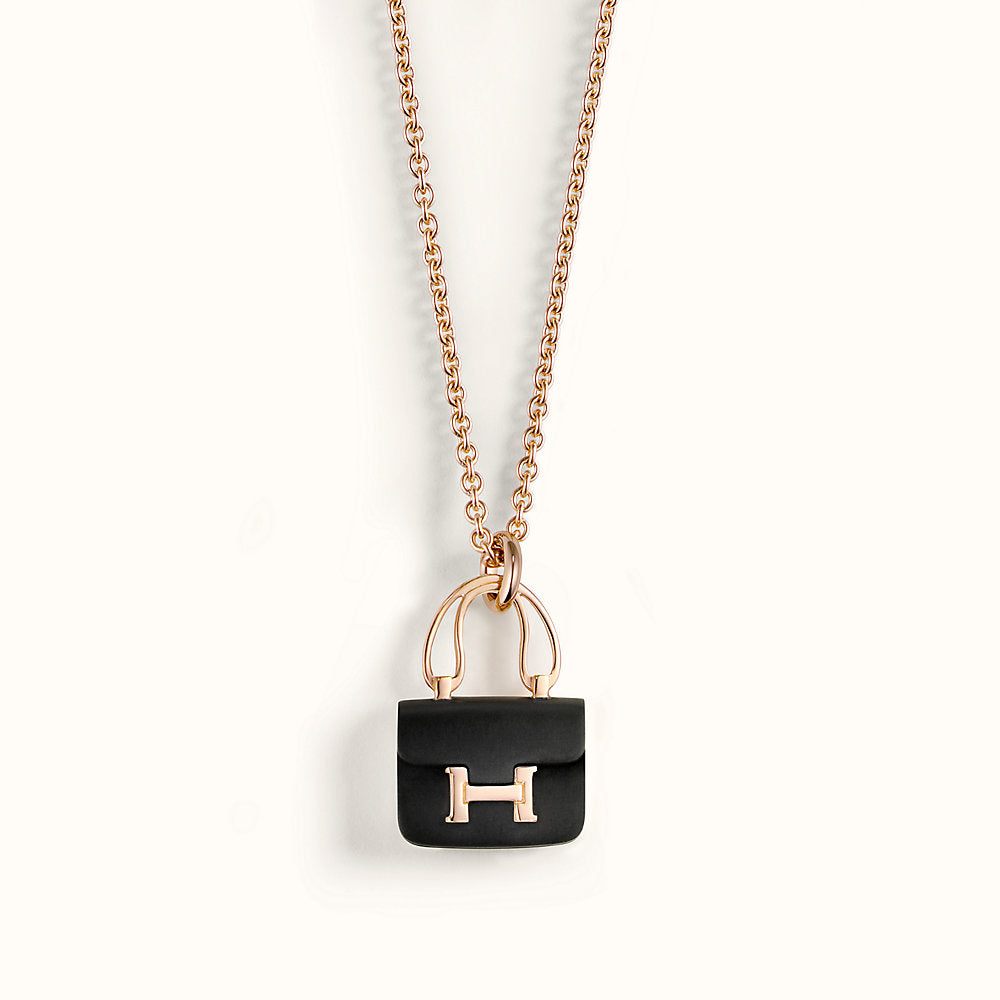 DIANA CONSTANCE BLACK PEDANT PINK GOLD NECKLACE