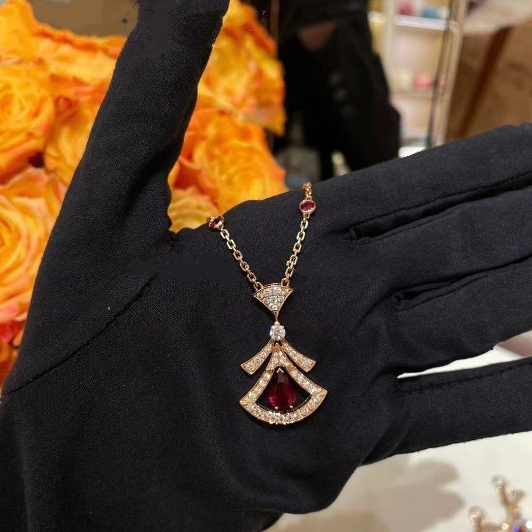 DIANA DREAM NECKLACE CARNELIAN DIAMOND PINK GOLD