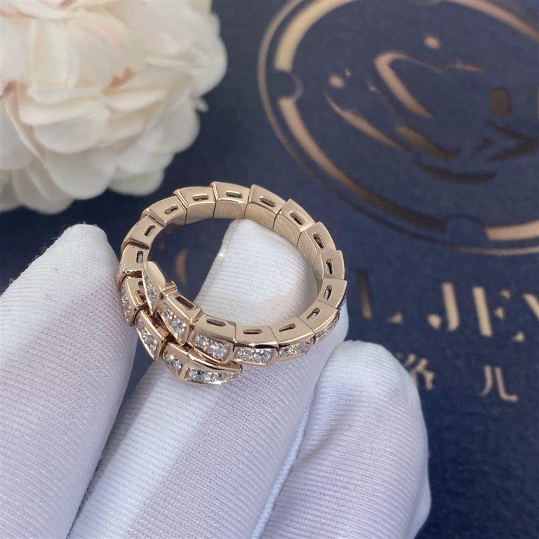DIANA SERPENTI RING PINK GOLD DIAMOND PAVED 4MM