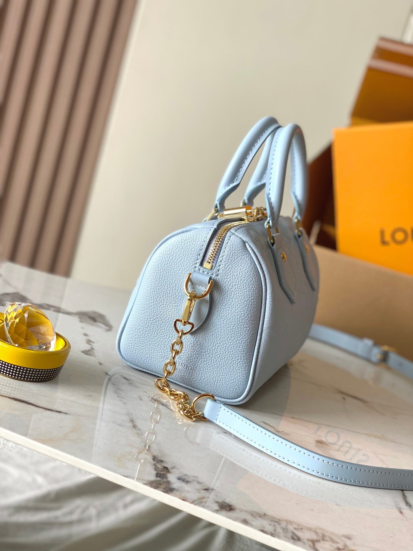 SPEEDY BANDOULI¨¨RE 20 IN BLUE HOUR MONOGRAM EMPREINTE LEATHER