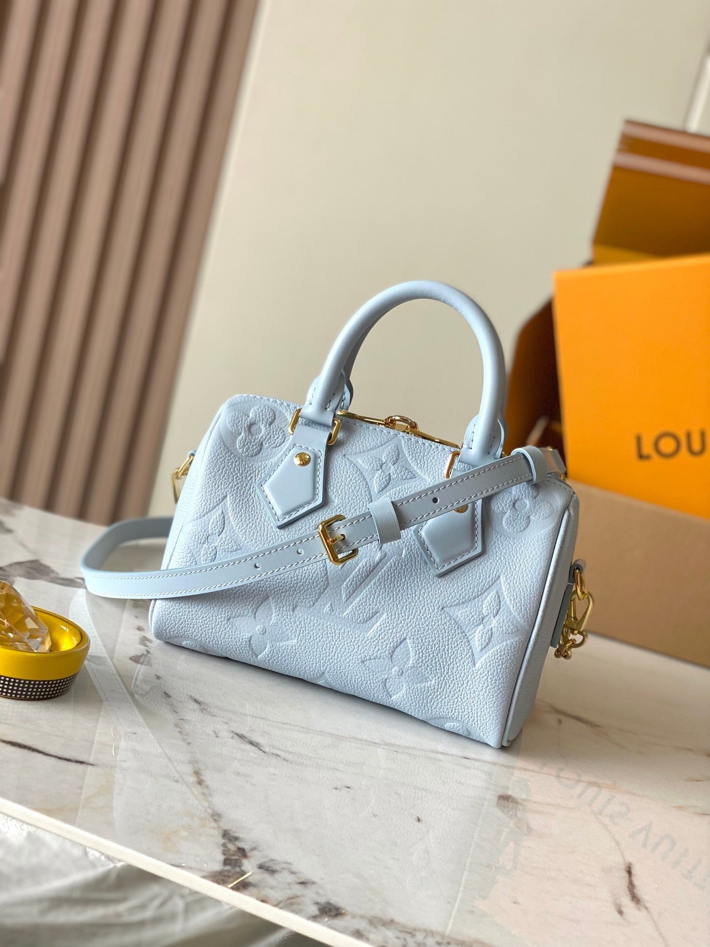 SPEEDY BANDOULI¨¨RE 20 IN BLUE HOUR MONOGRAM EMPREINTE LEATHER