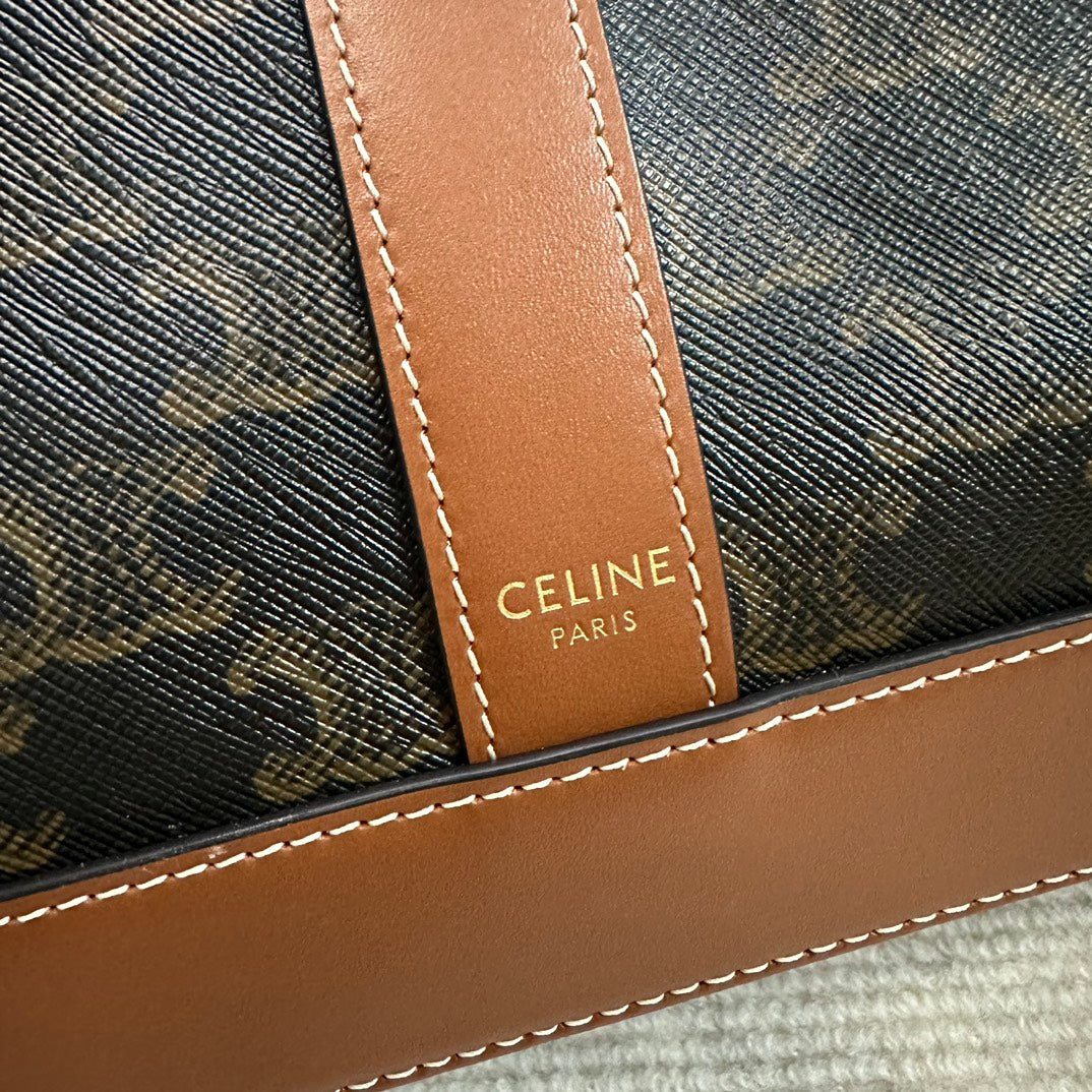 MEDIUM CABAS TRIOMPHE CANVAS 31.5 TAN CALFSKIN