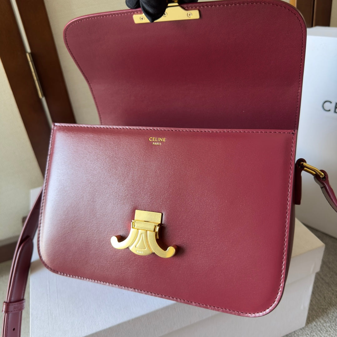 classique triomphe 22 dark red calfskin gold hardware