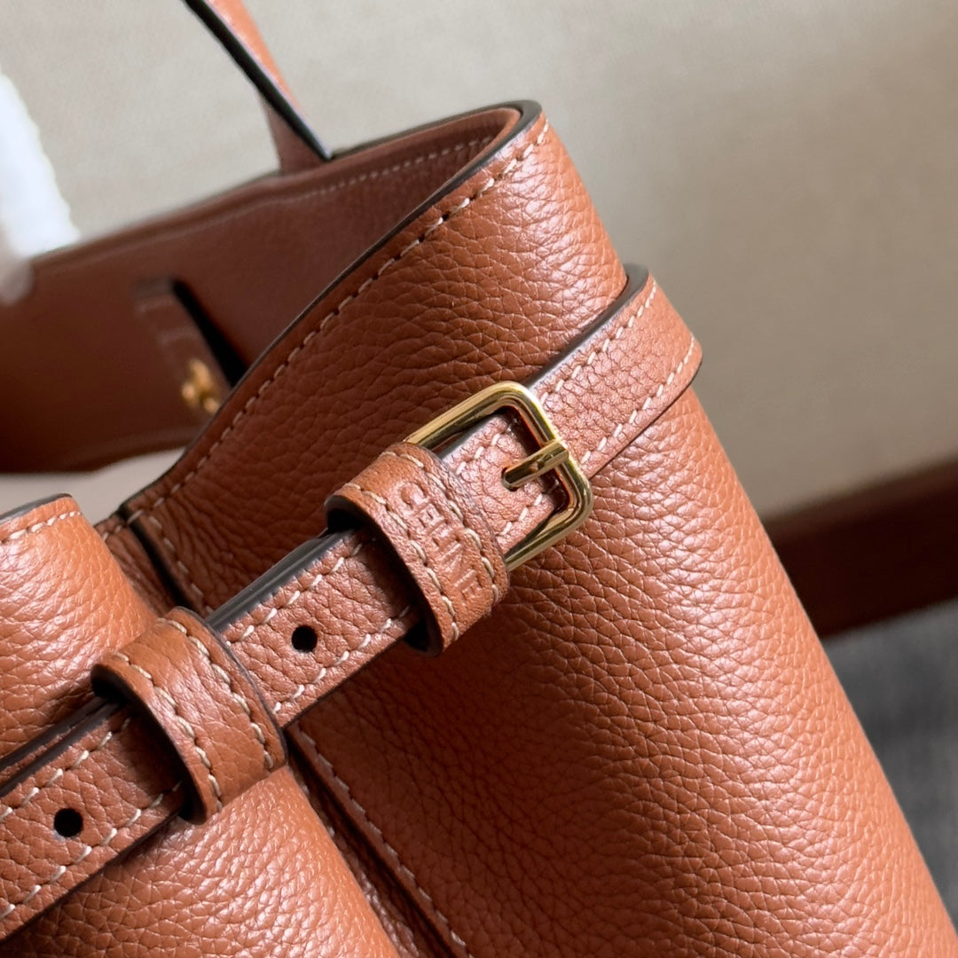 SMALL CABAS ANA?S CUIR TRIOMPHE 28 IN BRONZE ORANGE GRAINED CALFSKIN