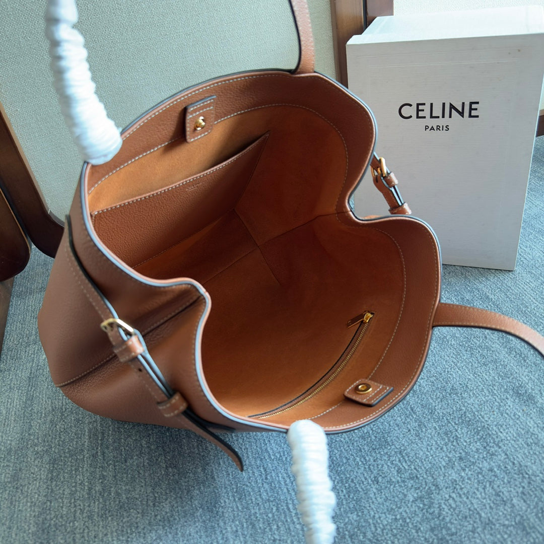 SMALL CABAS ANA?S CUIR TRIOMPHE 28 IN BRONZE ORANGE GRAINED CALFSKIN