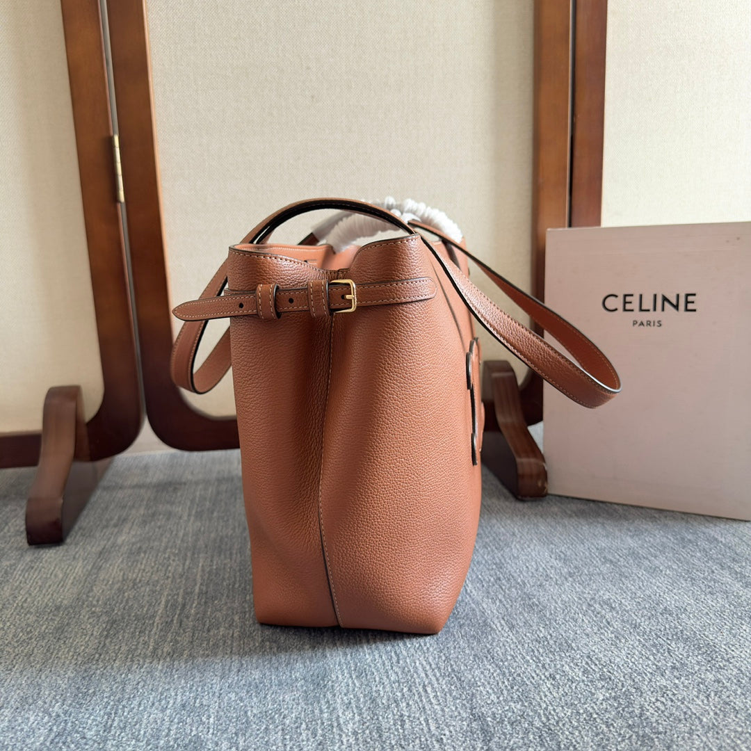 SMALL CABAS ANA?S CUIR TRIOMPHE 28 IN BRONZE ORANGE GRAINED CALFSKIN