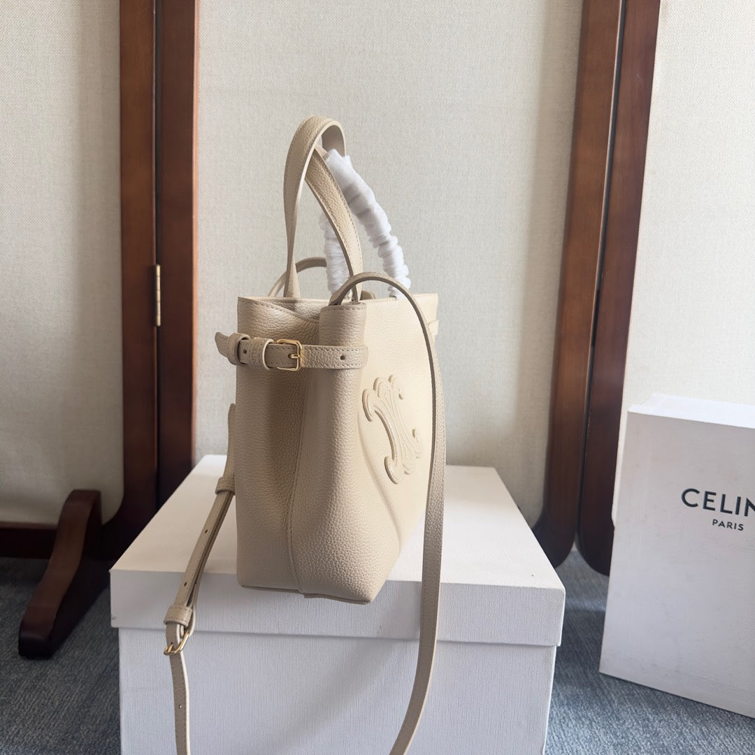 MINI CABAS ANA?S CUIR TRIOMPHE 20 IN BEIGE GRAINED CALFSKIN