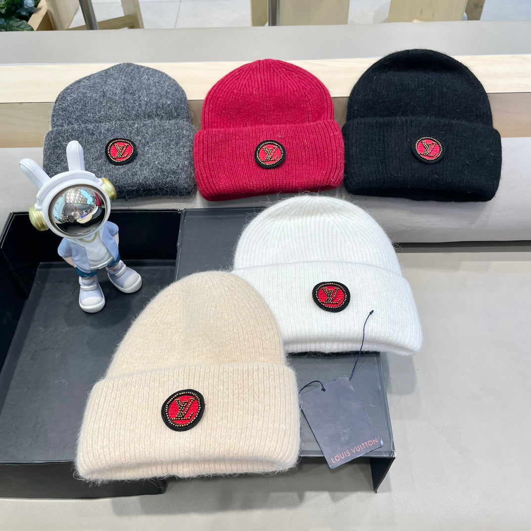 BEANIE HAT IN RED WOOL AND RABBIT FUR 433476