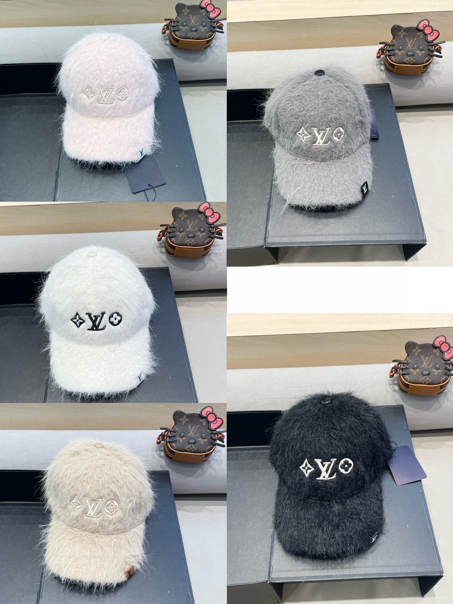 BASEBALL CAP IN BLACK RABBIT FUR 434936