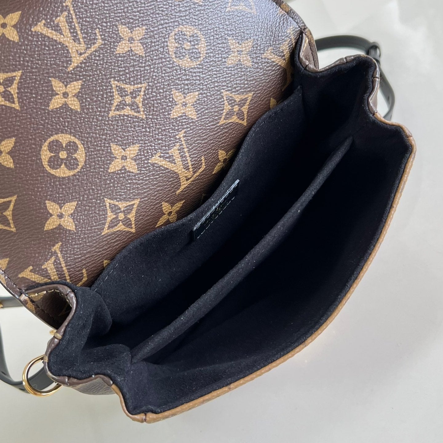 POCHETTE M¨¦TIS 20 IN BROWN MONOGRAM AND MONOGRAM REVERSE CANVAS GOLD BUCKLE
