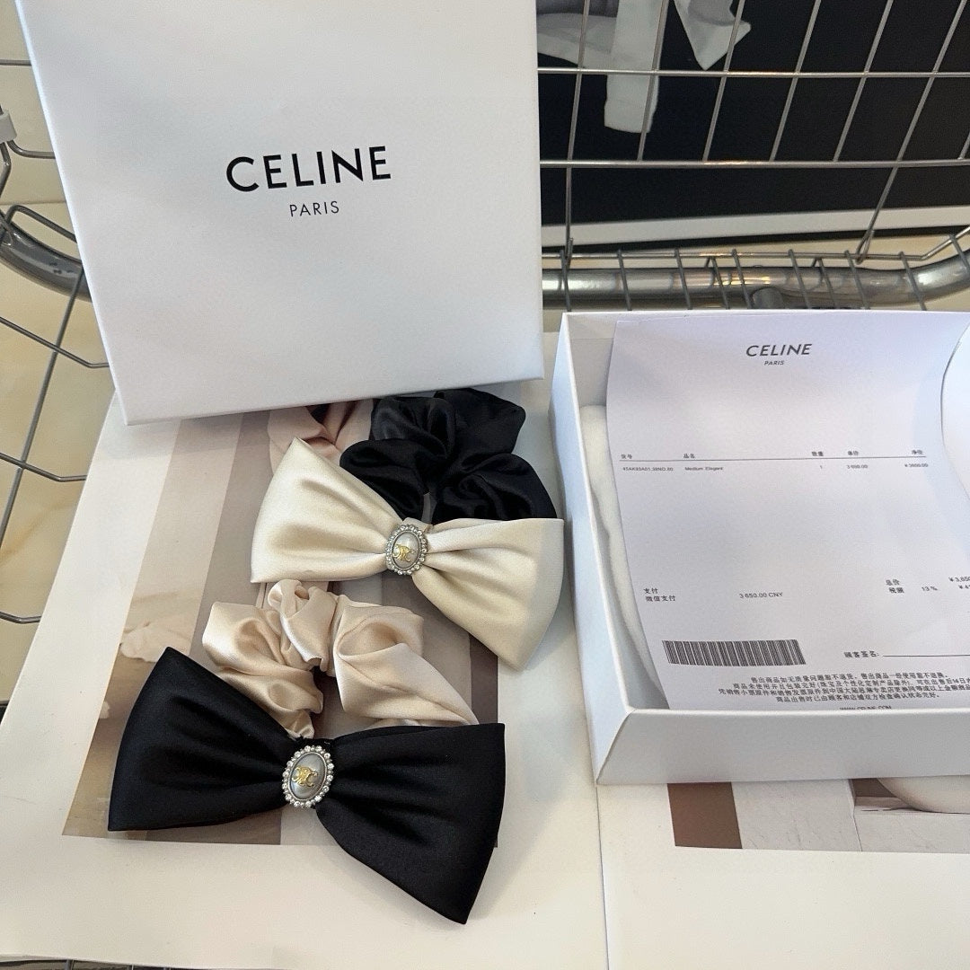 WHITE MIX BLACK SILK SCRUNCHIE 410892
