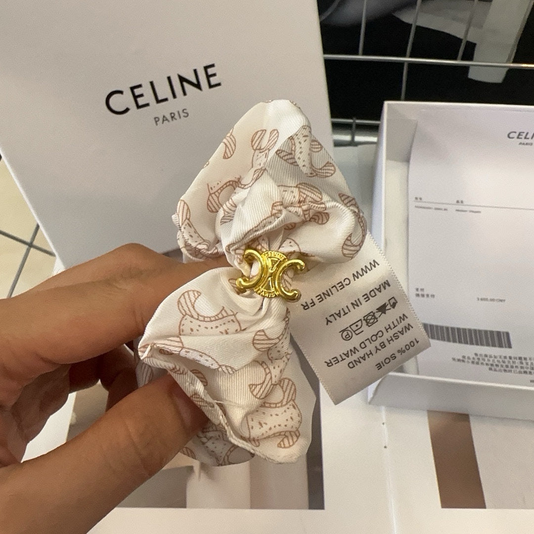 BEIGE MIX LIGHT BROWN SILK SCRUNCHIE 420675