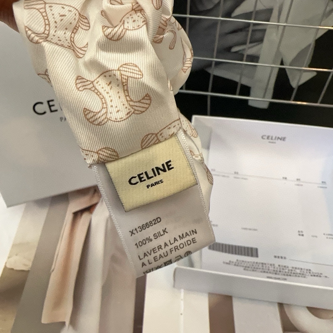 BEIGE MIX LIGHT BROWN SILK SCRUNCHIE 420675