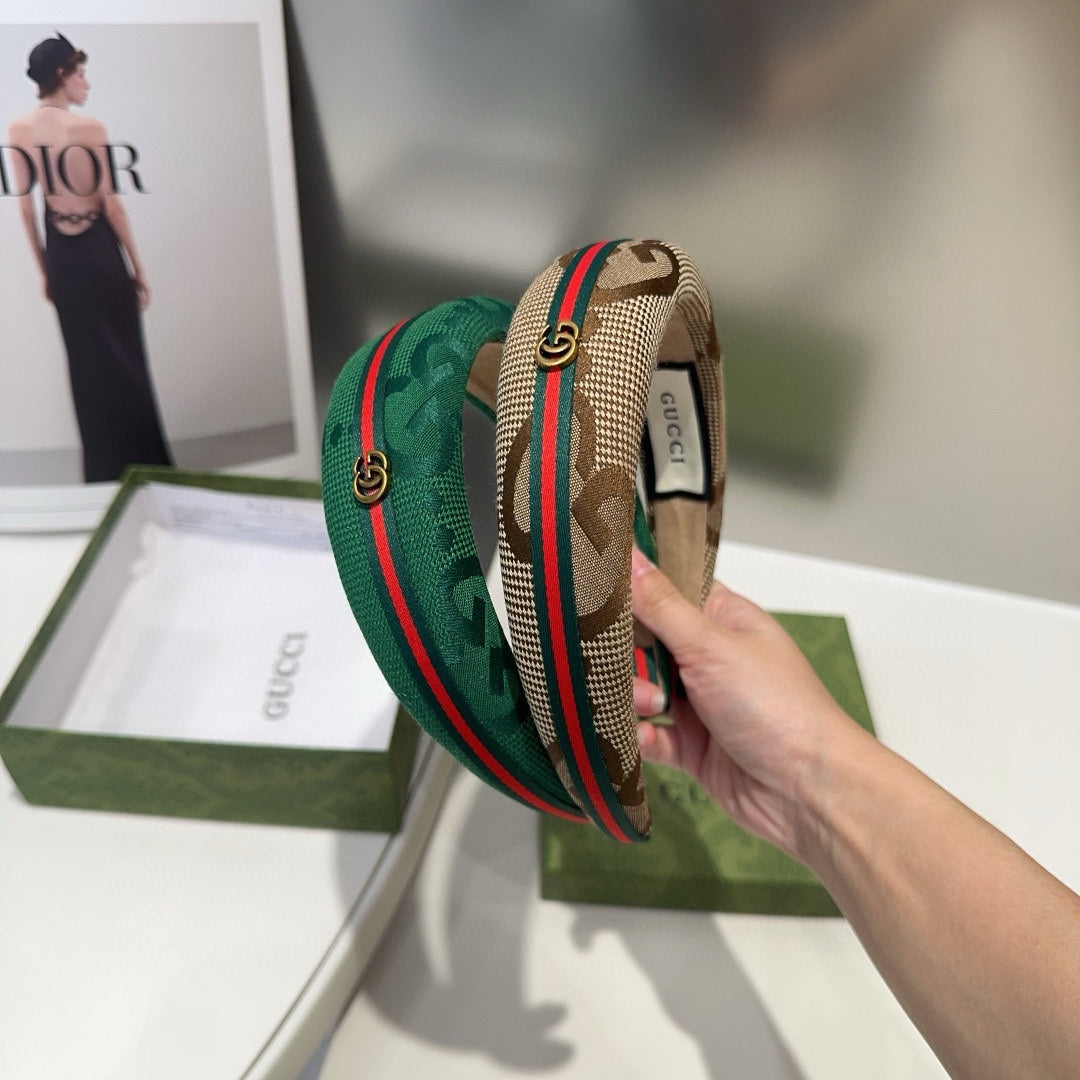 THICK HEADBAND IN FUN GREEN CANVAS WITH WEB 423669