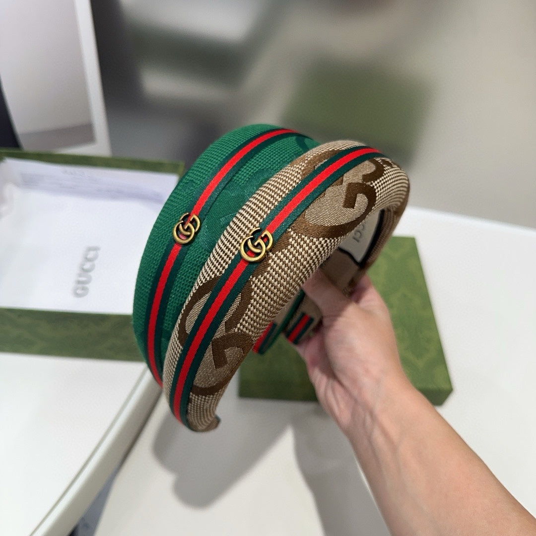 THICK HEADBAND IN FUN GREEN CANVAS WITH WEB 423669