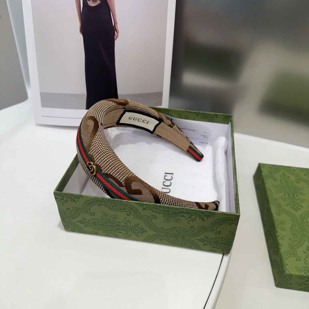 THICK HEADBAND IN BEIGE CANVAS WITH WEB 423670