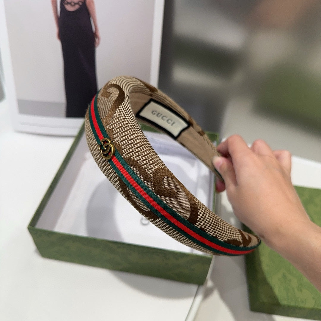 THICK HEADBAND IN BEIGE CANVAS WITH WEB 423670