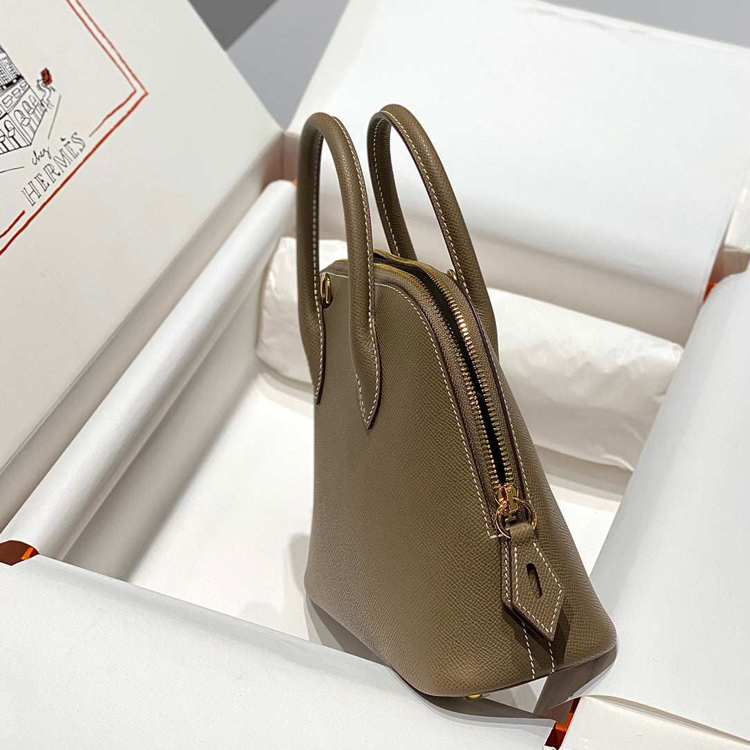 HM Bolide 25 Brown Pastel Epsom Leather Gold Hardware 237387