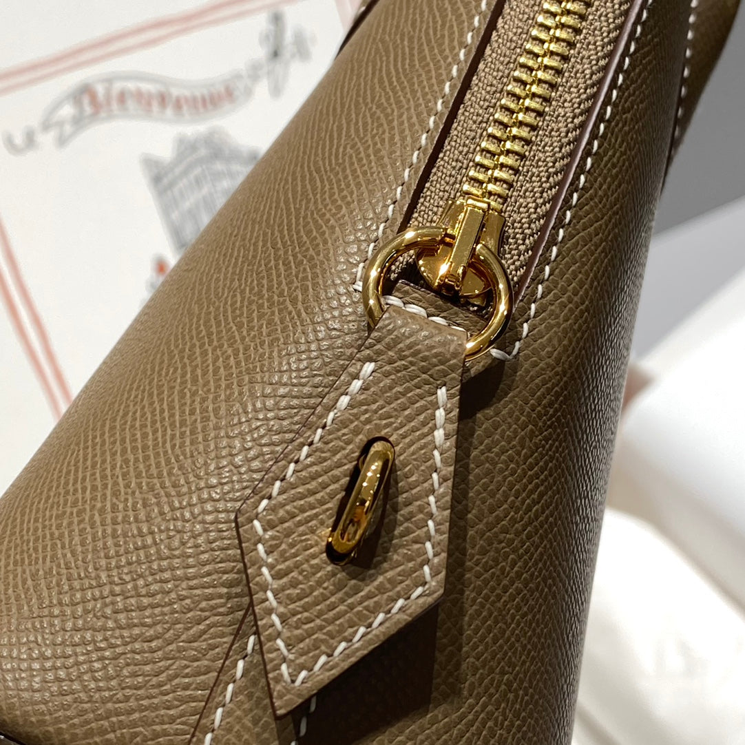 HM Bolide 25 Brown Pastel Epsom Leather Gold Hardware 237387