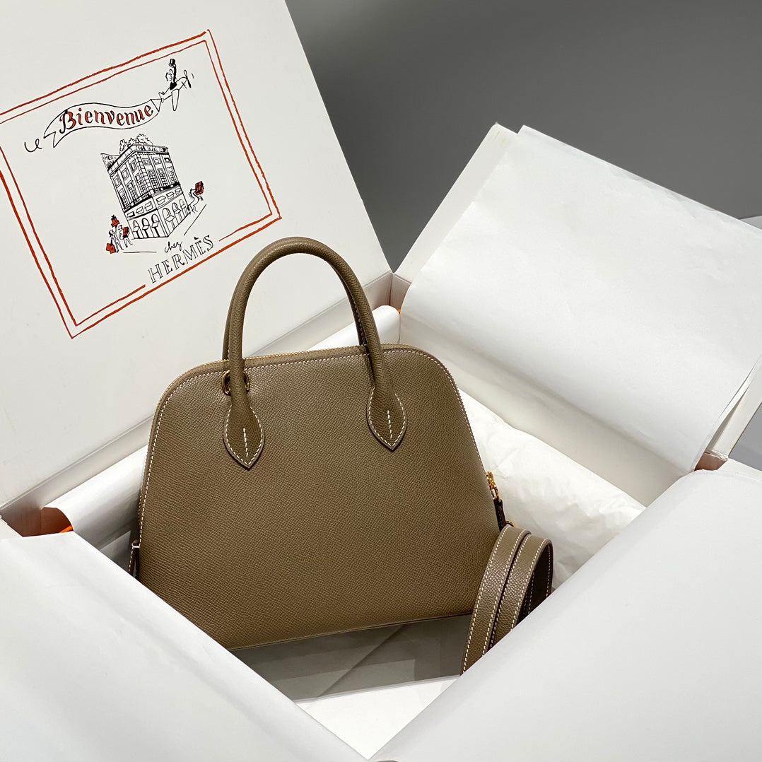 HM Bolide 25 Brown Pastel Epsom Leather Gold Hardware 237387