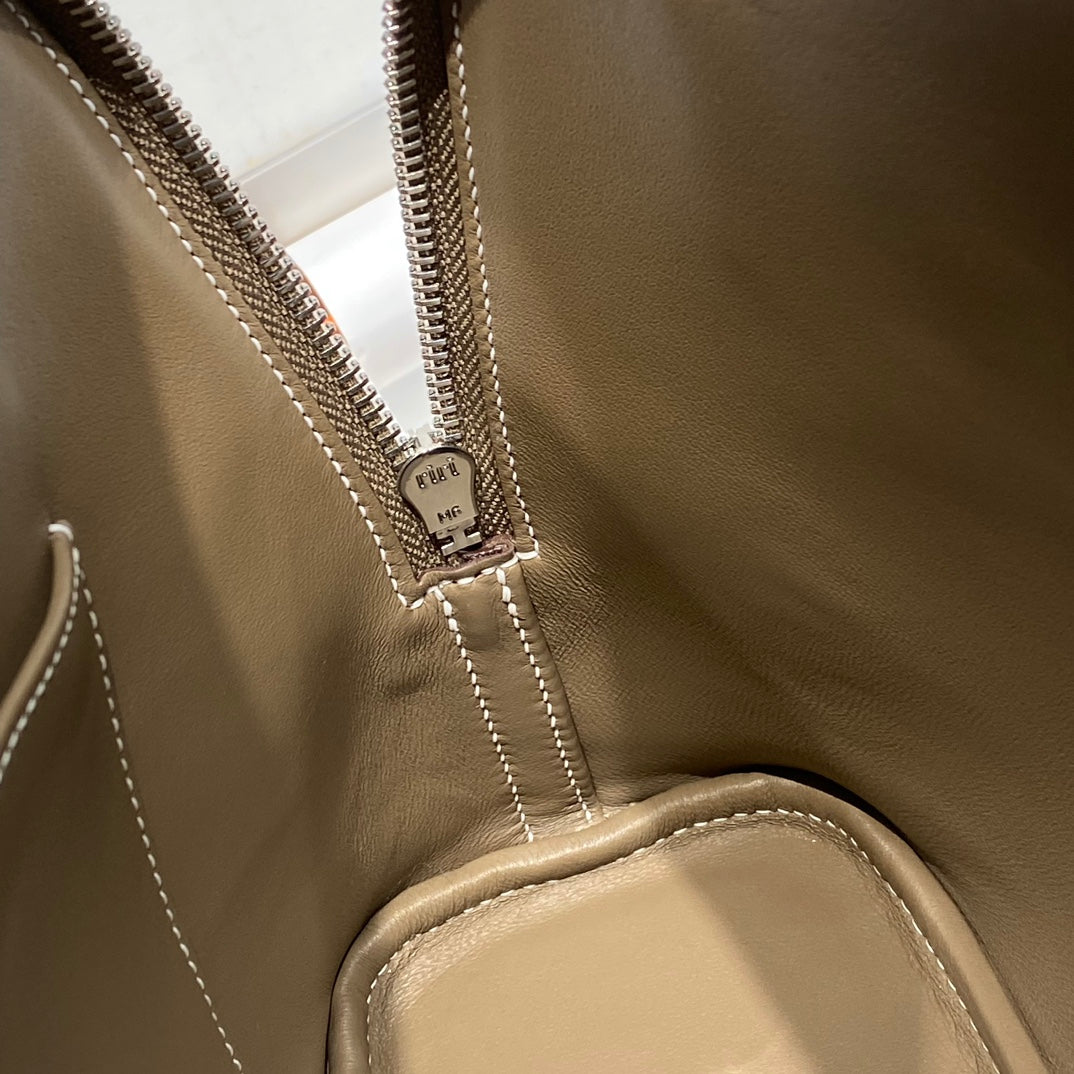 HM Bolide 25 Brown Pastel Epsom Leather Silver Hardware 237392