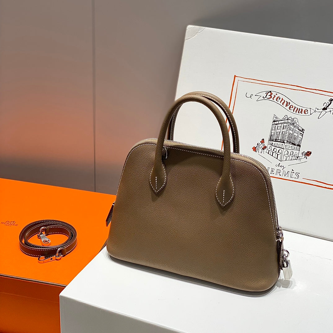 HM Bolide 25 Brown Pastel Epsom Leather Silver Hardware 237392