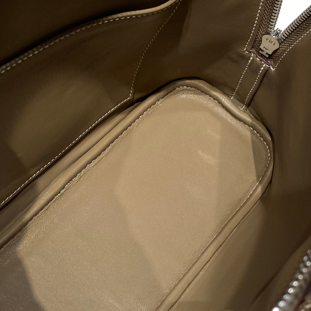 HM Bolide 25 Brown Pastel Epsom Leather Silver Hardware 237392