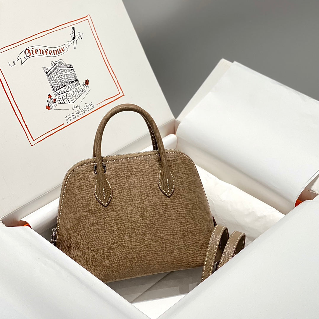 HM Bolide 25 Brown Pastel Epsom Leather Silver Hardware 237392